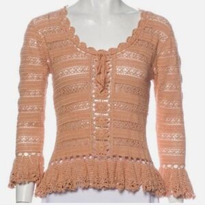 Moschino Feminine Blush Crochet Sweater Top Size Large